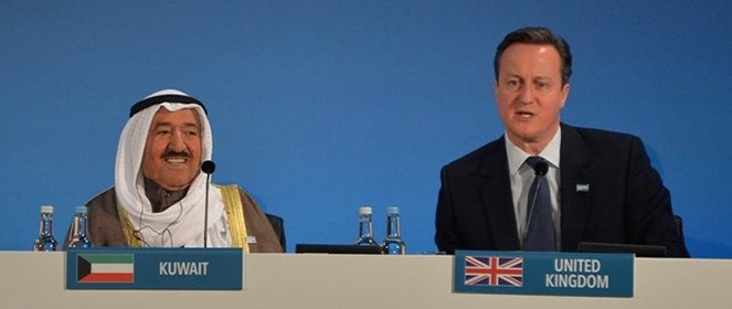 Amir Sheikh Sabah Al-Ahmad Al-Jaber Al-Sabah and David Cameron in Supporting Syria & the Region, London 2016