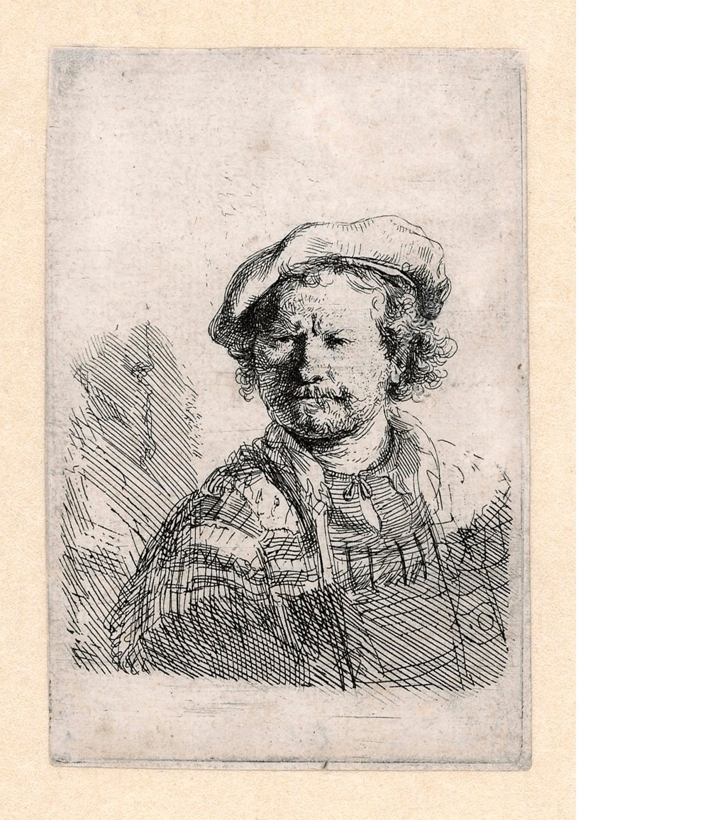 Self-Portrait, Wearing a Flat Cap, by Rembrandt van Rijn