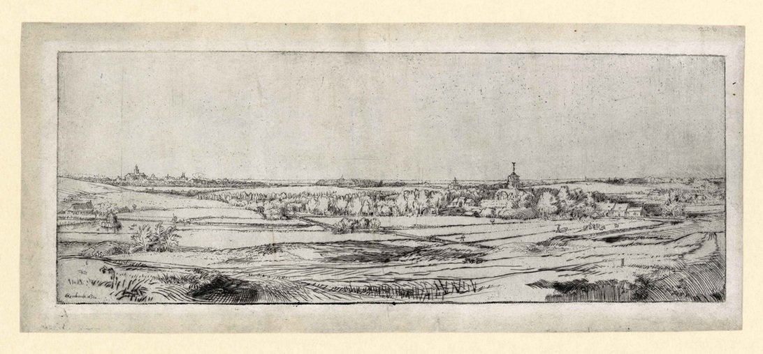 View of Haarlem and Bloemendaal, by Rembrandt van Rijn - 1651