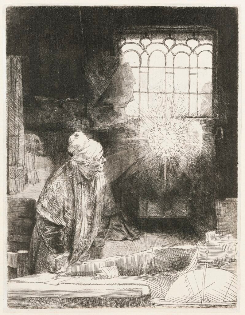 A Scholar in His Study Faust by Rembrandt van Rijn
