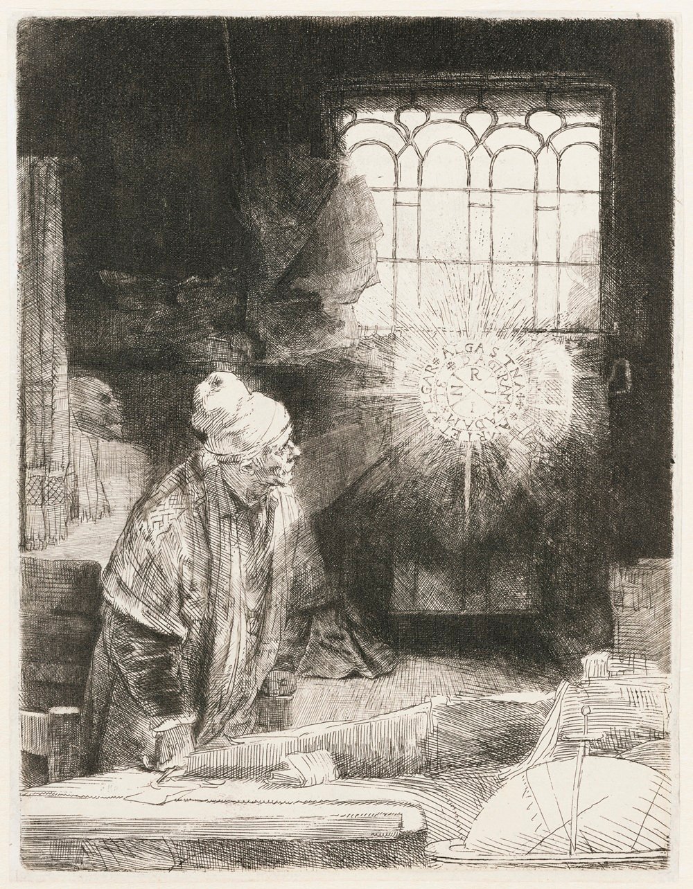 A Scholar in His Study Faust by Rembrandt van Rijn